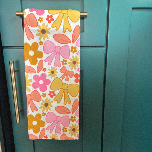 Cotton Tea Towel - Fall Florals & Bows