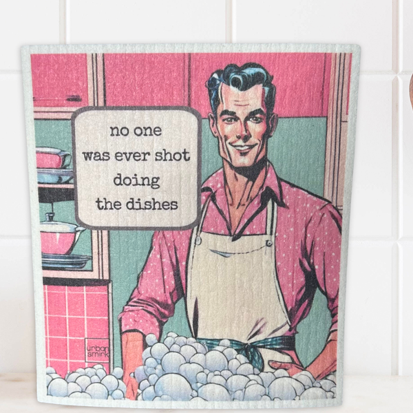 Shot Doing Dishes - Funny Vintage Swedish Dishcloth