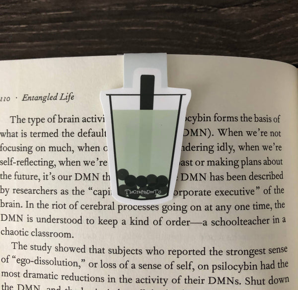 Matcha Green Bubble Tea Magnetic Bookmark