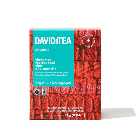 David's Tea -Cinnamon Rooibos Chai Pack of 12 Tea Sachets