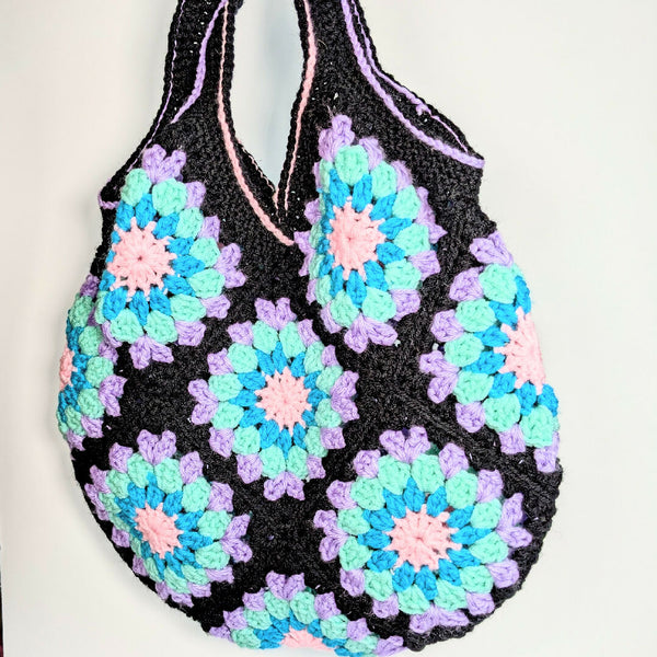 Granny Square Purse - Goth Pastel