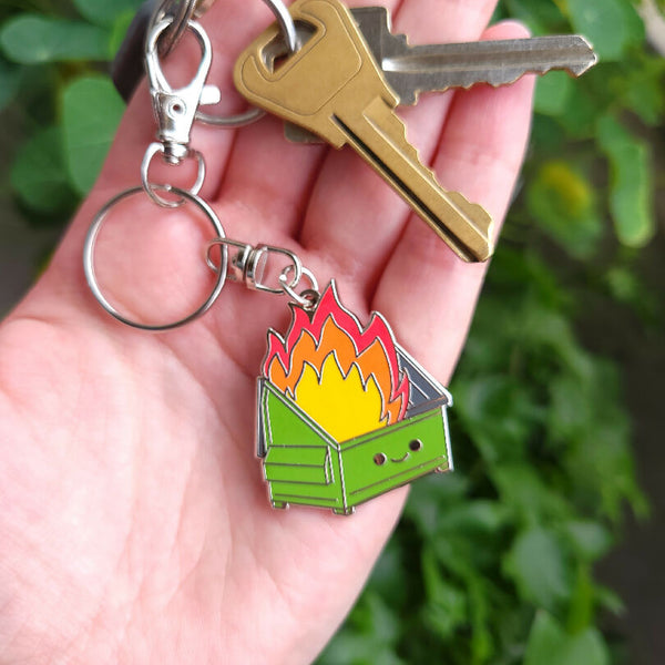 Dumpster Fire Enamel Keychain