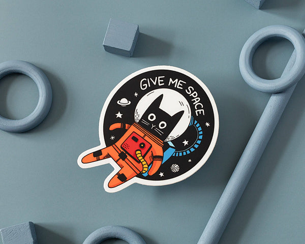 Give Me Space Magnet | Funny Astronaut Cat Fridge Magnet