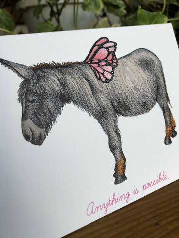 Butterfly Wing Donkey (Anything Is Possible) Greeting Card