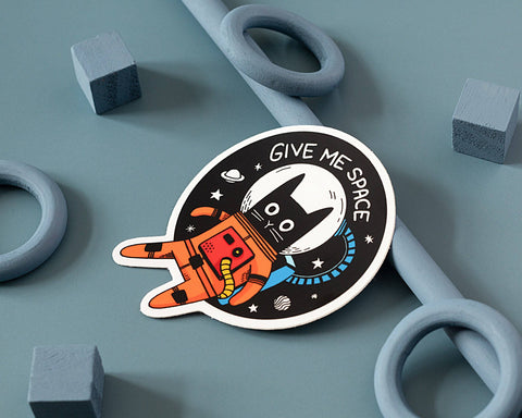 Give Me Space Magnet | Funny Astronaut Cat Fridge Magnet