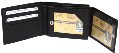 Genuine Leather Men's Bi-Fold Wallet with 12 Card Slots#4177