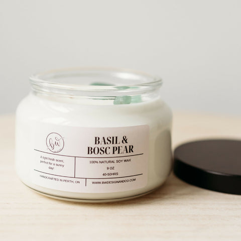 Basil & Bosc Pear Soy Candle - 9oz