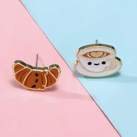 Coffee and Croissant Earrings