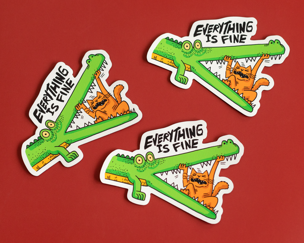 Everything is Fine Crocodile Sticker