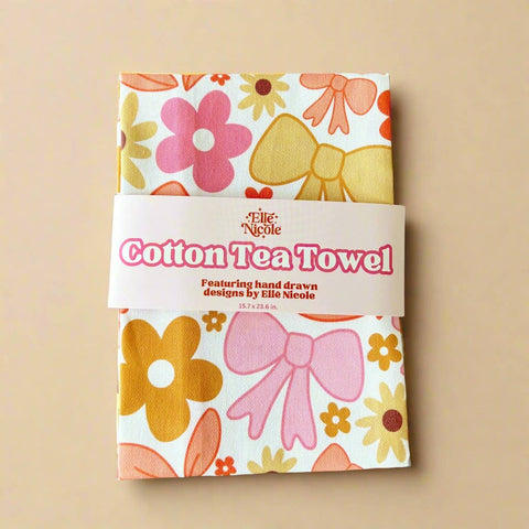 Cotton Tea Towel - Fall Florals & Bows