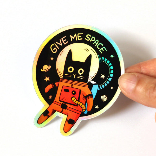 Holographic Astronaut Cat Sticker