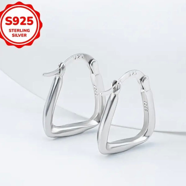 Silver Plated Square Hoops