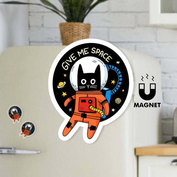 Give Me Space Magnet | Funny Astronaut Cat Fridge Magnet