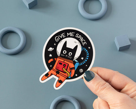 Give Me Space Magnet | Funny Astronaut Cat Fridge Magnet