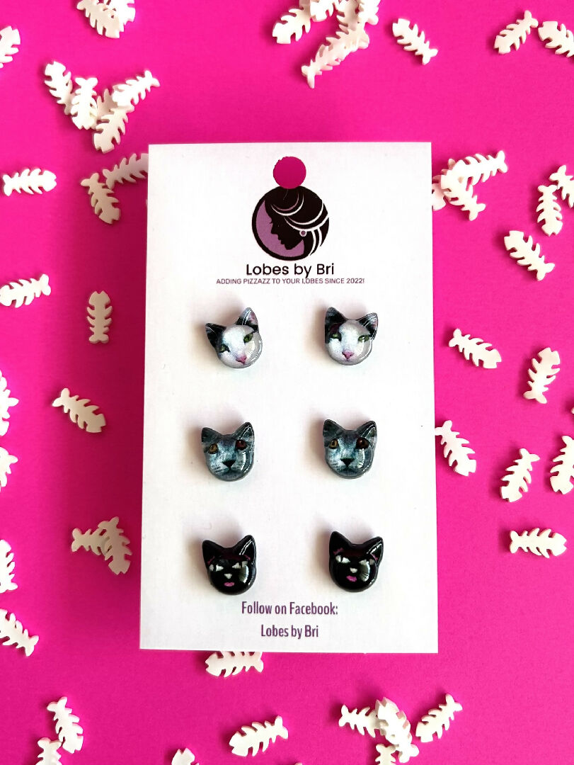 Whiskers - Cat Earrings - Dangles + Studs