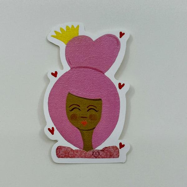 Wear A Crown - Pink Heart Hair - Sticker