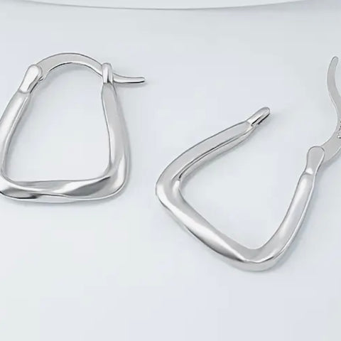 Silver Plated Square Hoops