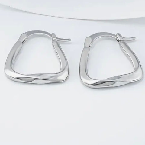 Silver Plated Square Hoops