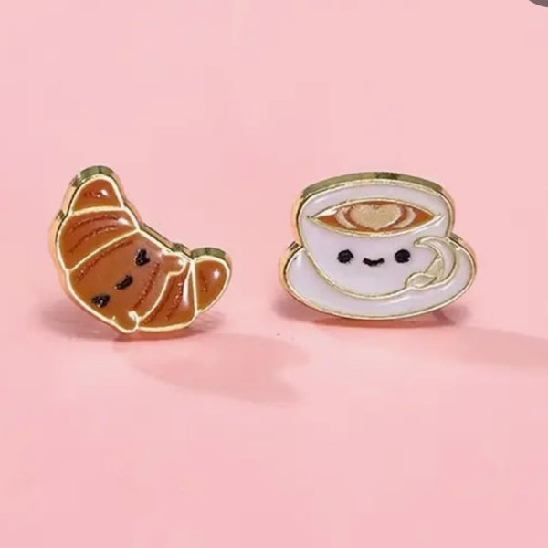 Coffee and Croissant Earrings