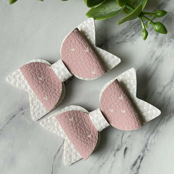 Dusty Rose White Hearts - Minis