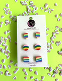 Harvey Milk - Stars & Hearts Rainbow Dangle Earrings + Studs 