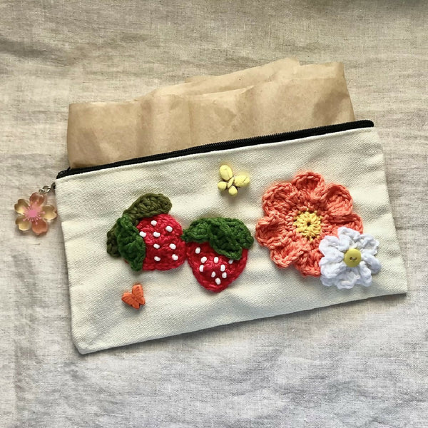 Strawberries Canvas Pouch