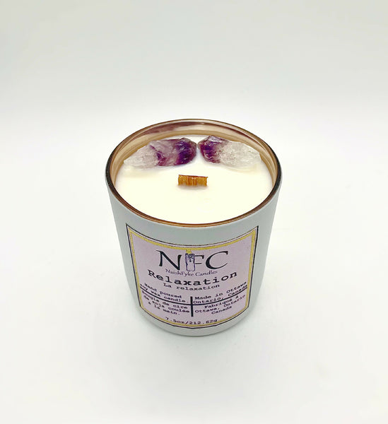 Relaxation amethyst crystal candle