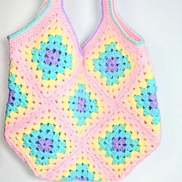 Granny Square Purse - Pastel rainbow