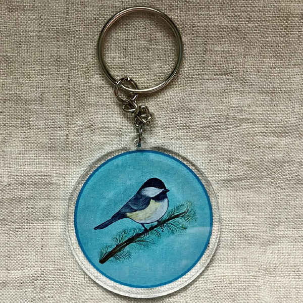 Acrylic Black-Capped Chickadee Keychain