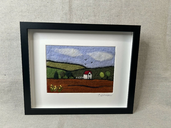 Wool Painting- Orange Framers Field