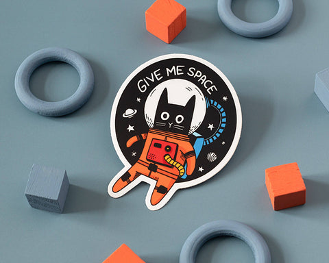 Give Me Space Magnet | Funny Astronaut Cat Fridge Magnet