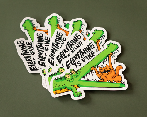 Everything is Fine Crocodile Sticker