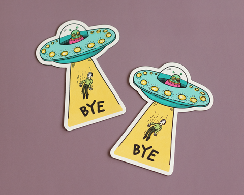 Bye UFO Vinyl Sticker