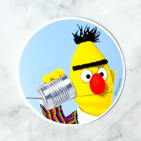 Bert with tin can phone sticker - Shop Motif