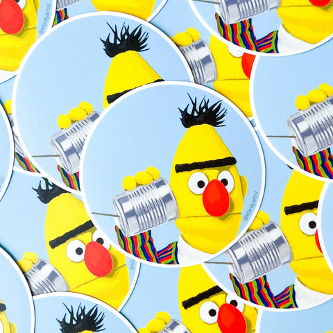 Bert with tin can phone sticker - Shop Motif