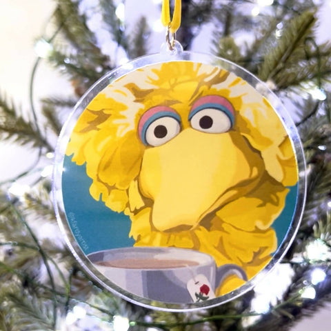 Big Bird with Red Rose tea ornament - Shop Motif