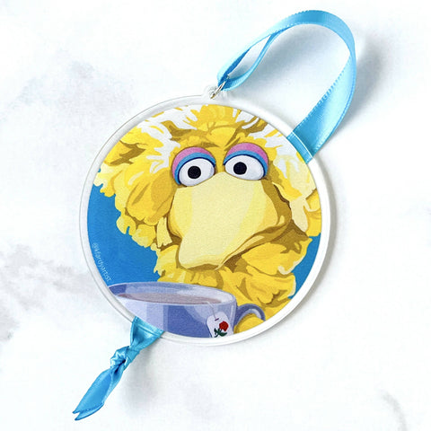 Big Bird with Red Rose tea ornament - Shop Motif