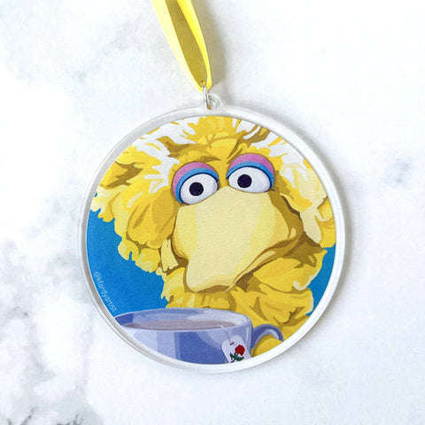 Big Bird with Red Rose tea ornament - Shop Motif