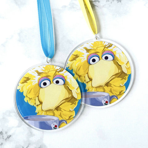 Big Bird with Red Rose tea ornament - Shop Motif