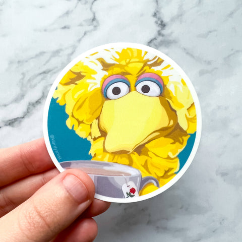 Big Bird with red rose tea sticker - Shop Motif