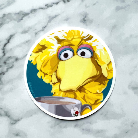 Big Bird with red rose tea sticker - Shop Motif