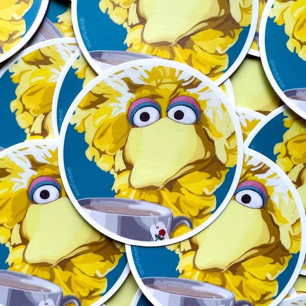 Big Bird with red rose tea sticker - Shop Motif