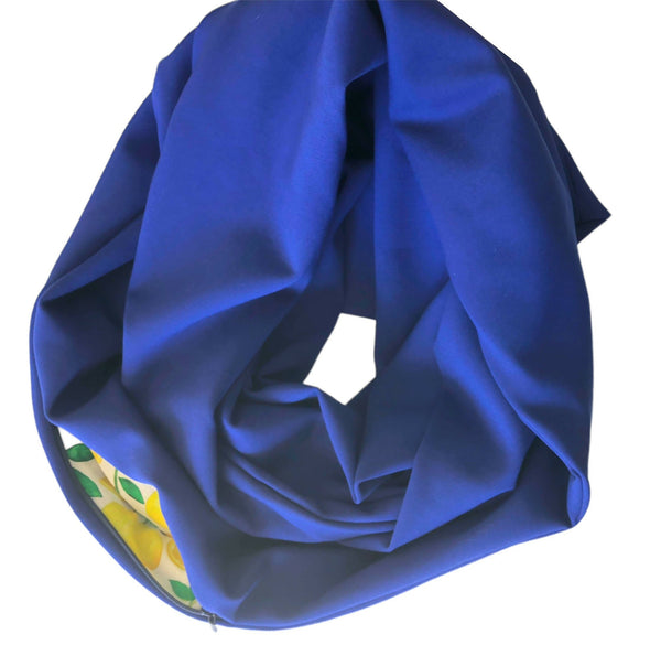 Blue infinity scarf with pocket