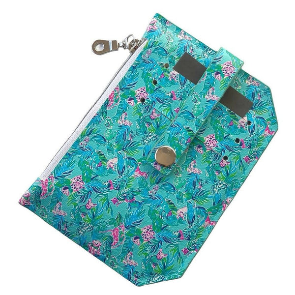 Blue Tropical Faux Leather Wallet