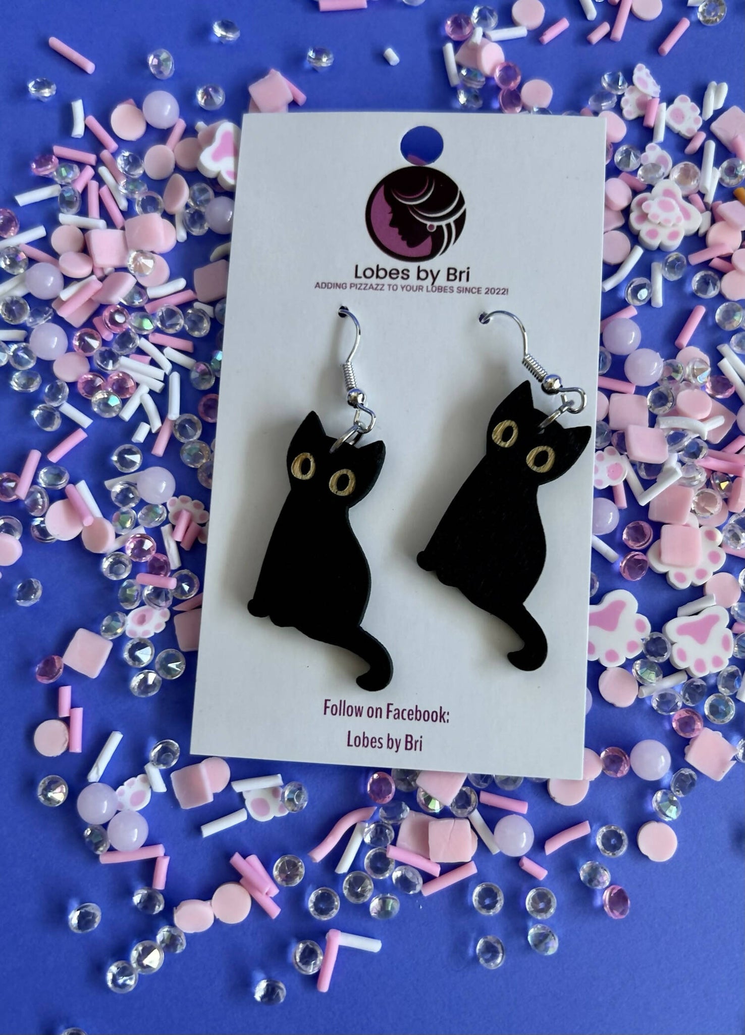 Bone-Jangles - Wooden Black & Skeleton Cat Dangle Earrings - Shop Motif