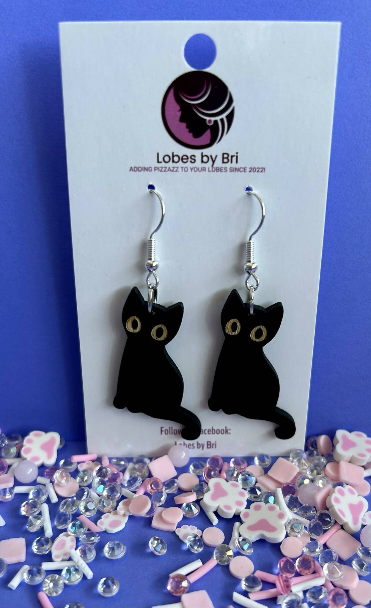 Bone-Jangles - Wooden Black & Skeleton Cat Dangle Earrings - Shop Motif