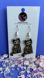 Bone-Jangles - Wooden Black & Skeleton Cat Dangle Earrings - Shop Motif 