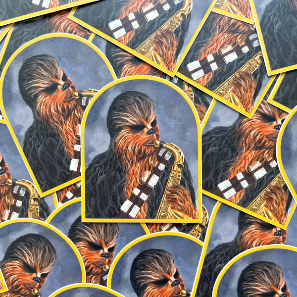 Chewbacca Playing the Saxophone sticker - Shop Motif