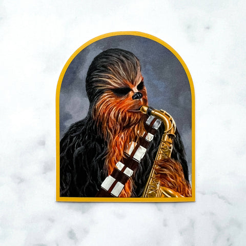 Chewbacca Playing the Saxophone sticker - Shop Motif