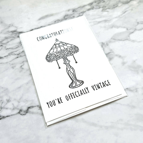 Congratulations, You Are Officially Vintage Birthday Card (Lamp) - Shop Motif